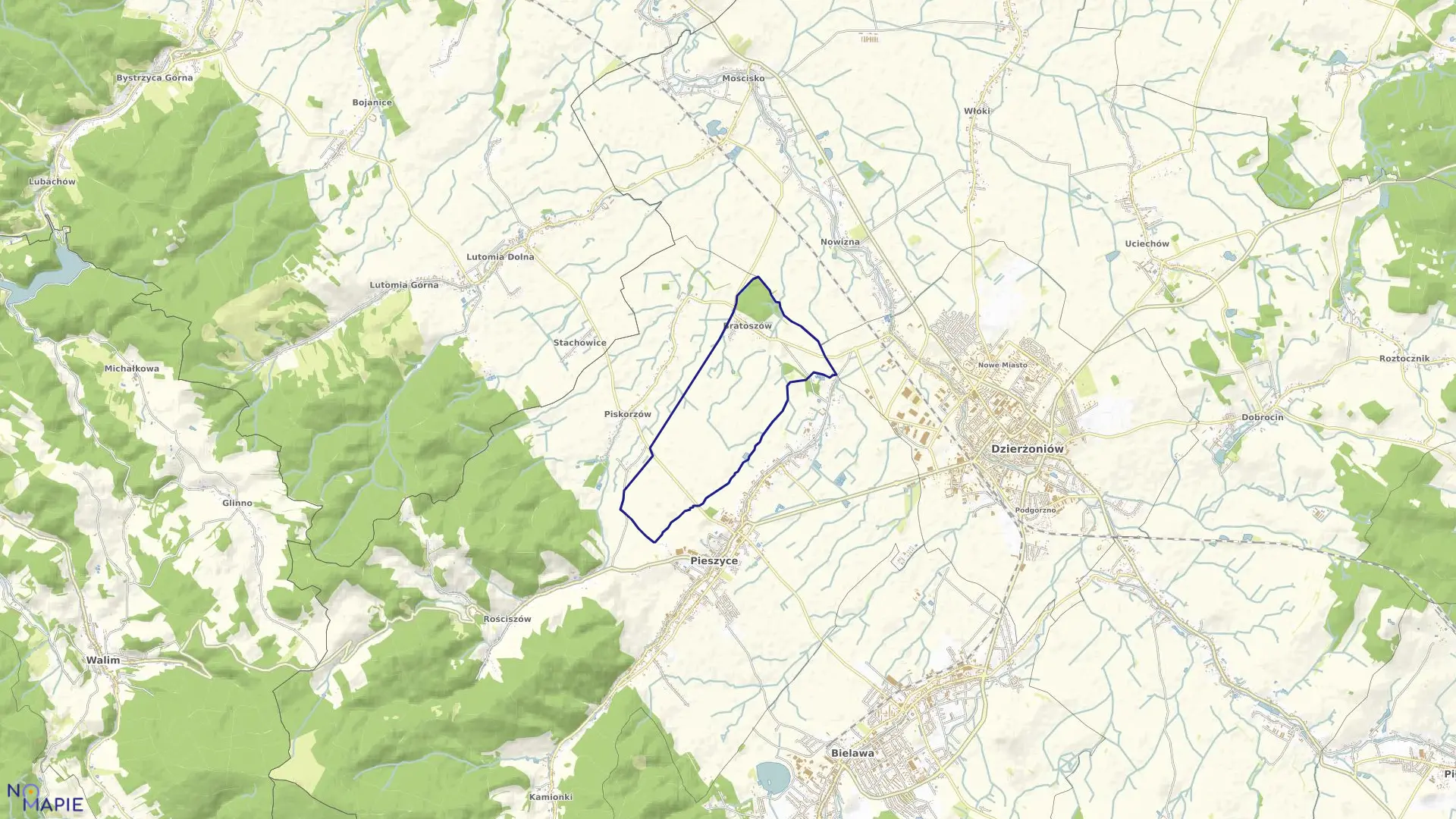 Mapa obrębu BRATOSZÓW w gminie Pieszyce